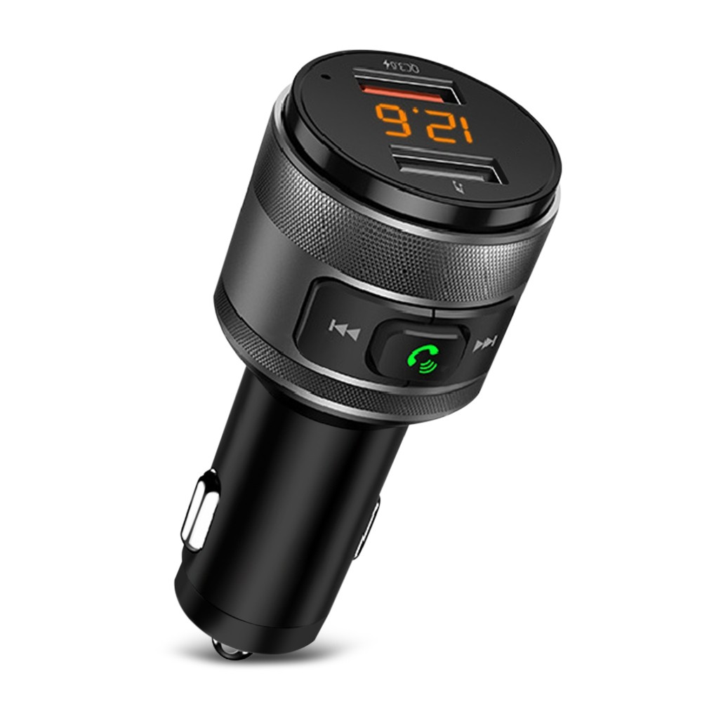 C57 Bluetooth 4.2 Car FM Transmitter with Battery Voltage Display USB Charging Port