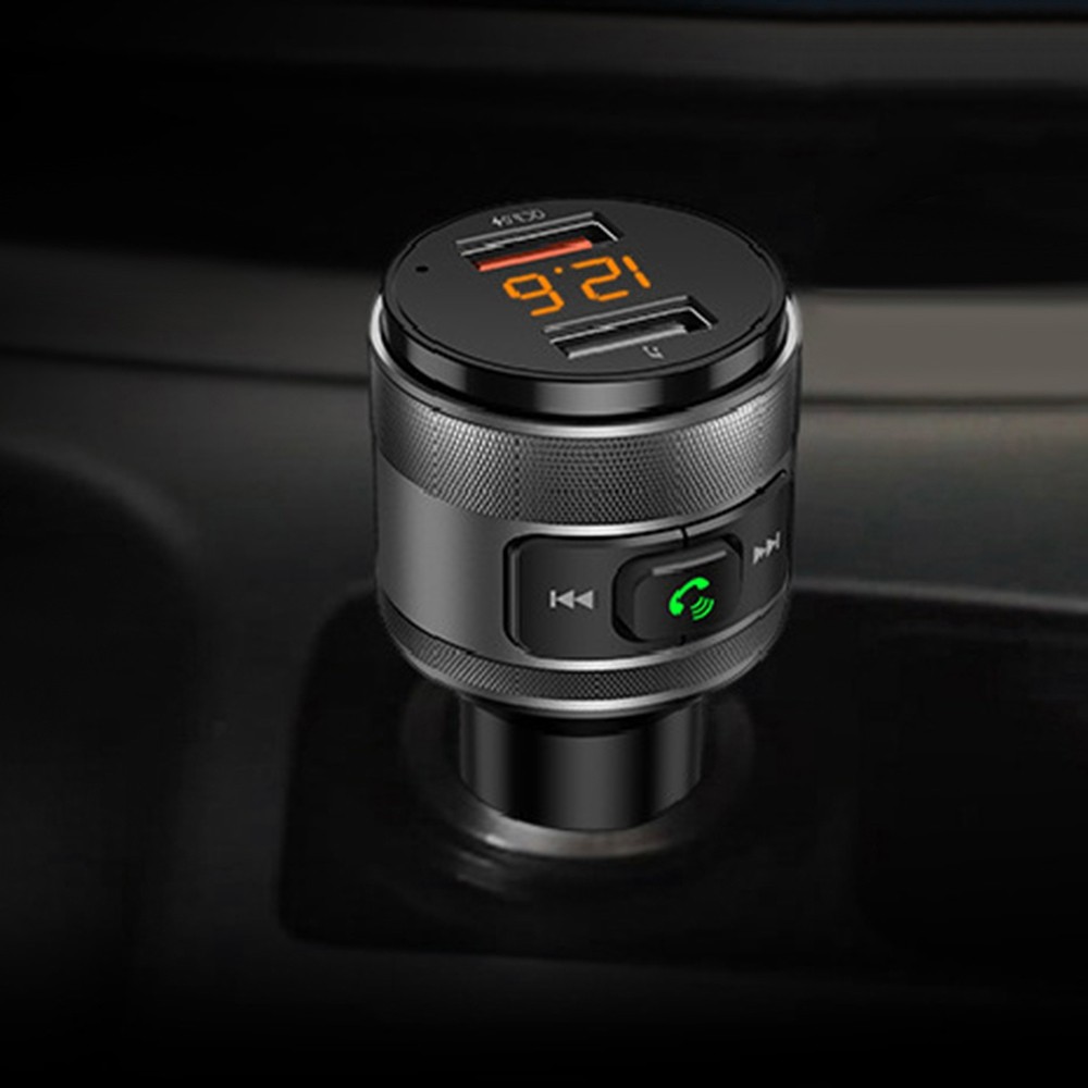C57 Bluetooth 4.2 Car FM Transmitter with Battery Voltage Display USB Charging Port