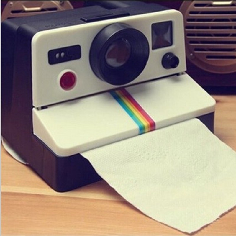 1 Piece Creative Retro Polaroid Camera Shape Inspired Tissue Boxes Toilet Roll Paper Holder Bathroom Decor