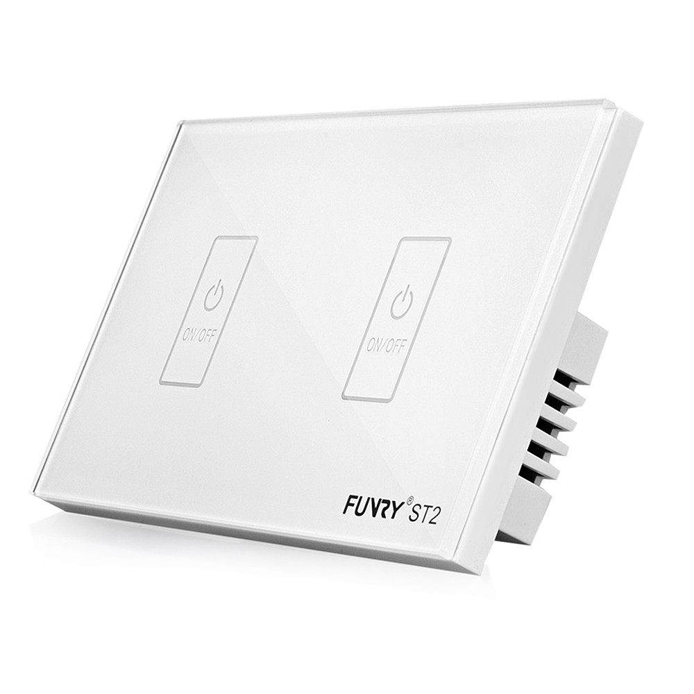 Funry ST2 - US - WH - 2 Touch Panel Smart Light Switch In-wall Remote Control Control Your Fixtures 2 Gang 1 Way