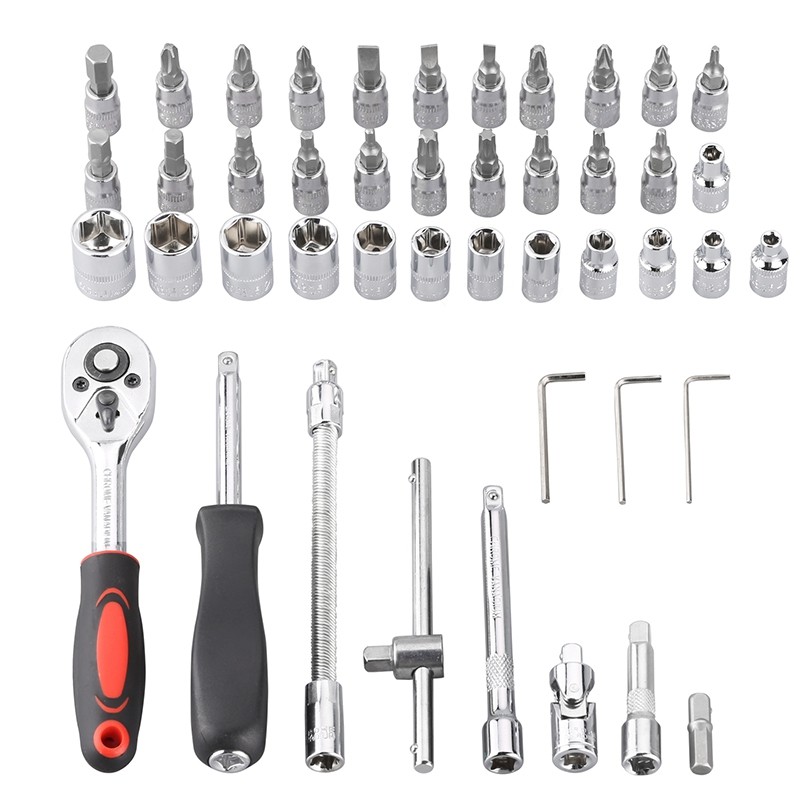 Replaitz 46pcs 1/4-Inch Socket Ratchet Wrench Combo Tools Kit for Auto Repairing 1/4