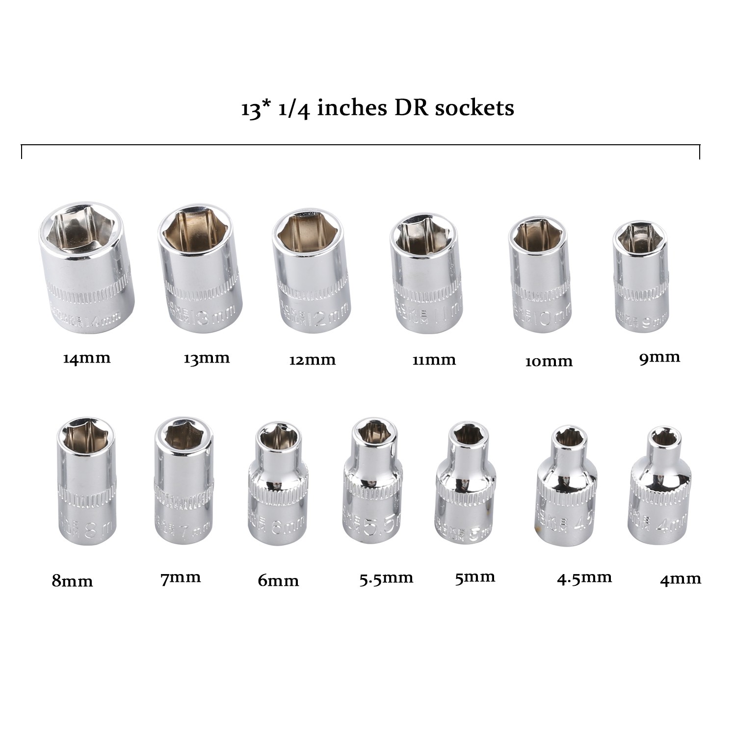 Replaitz 46pcs 1/4-Inch Socket Ratchet Wrench Combo Tools Kit for Auto Repairing 1/4
