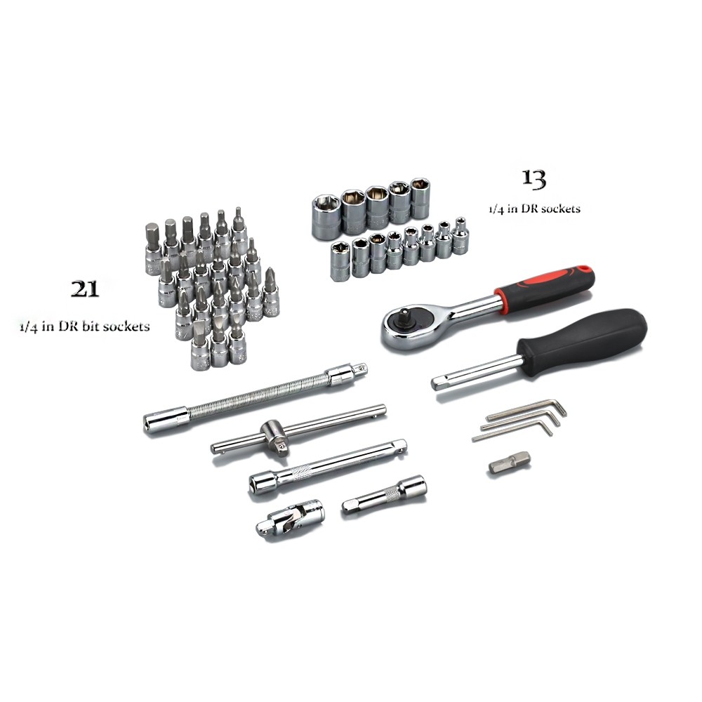 Replaitz 46pcs 1/4-Inch Socket Ratchet Wrench Combo Tools Kit for Auto Repairing 1/4