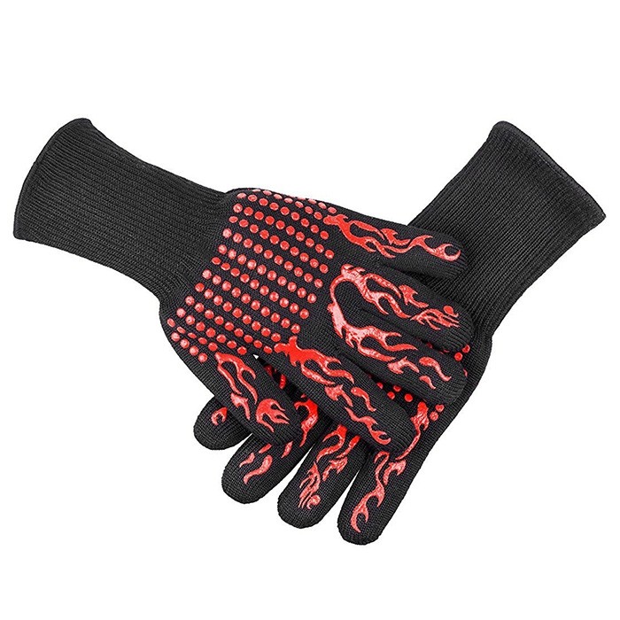 Yarn High Heat Resistant Insulation Silicone Cotton Glove for BBQ Fire Retardant Barbecue Microwave Oven 1pc