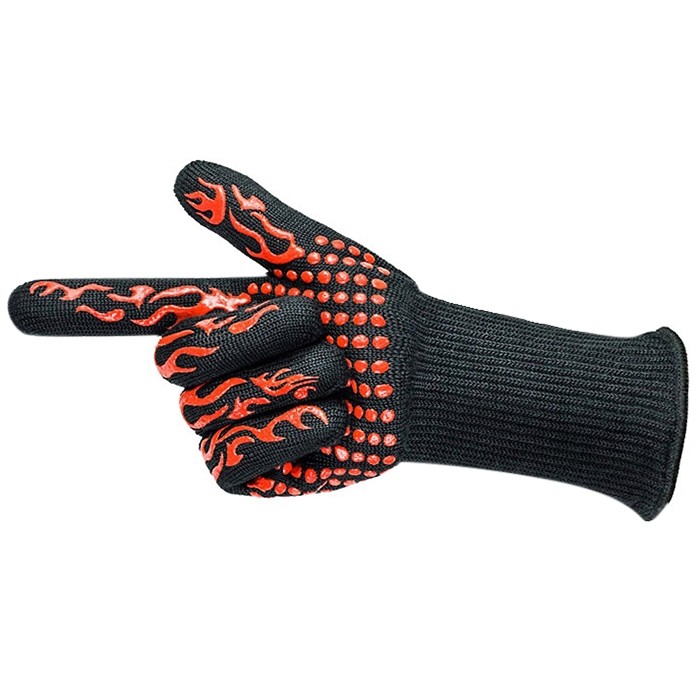 Yarn High Heat Resistant Insulation Silicone Cotton Glove for BBQ Fire Retardant Barbecue Microwave Oven 1pc