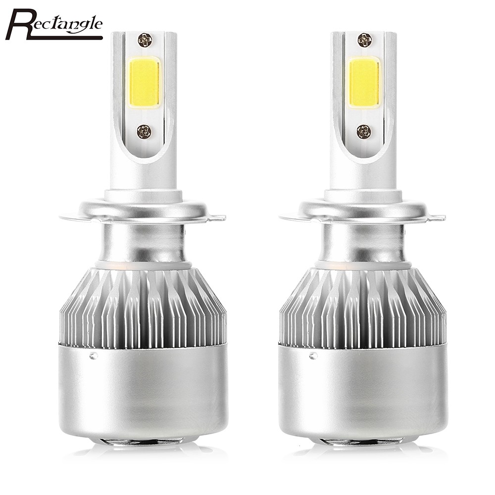 Rectangle H7 72W 7600LM Pair of Car LED Headlight 6000K Auto Front Lamp