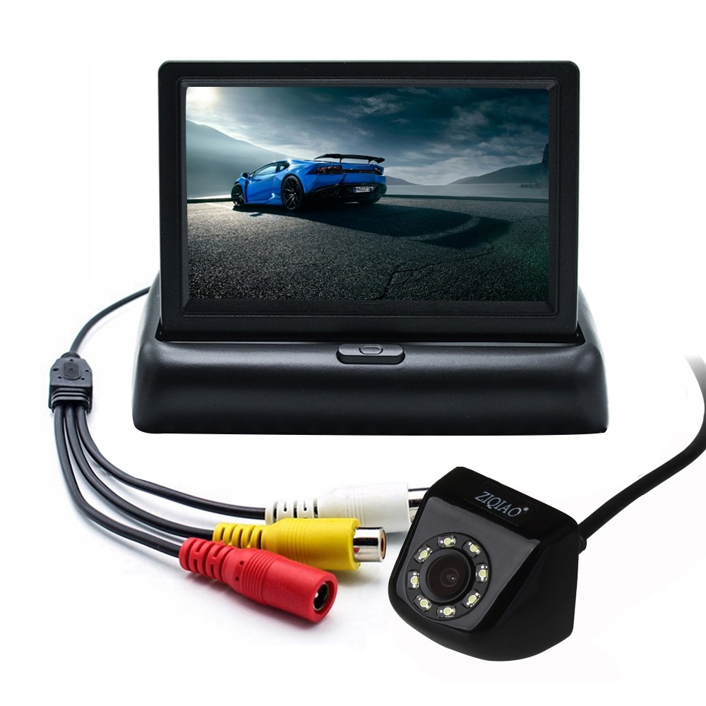 ZIQIAO 4.3 Inch Monitor and 8 LED CCD HD Car Rear View Camera Kit