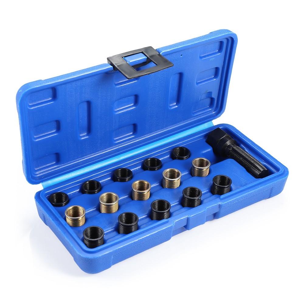 M14 x 1.25mm Spark Plug Re-thread Repair Tap Tool Reamer Inserts Kit