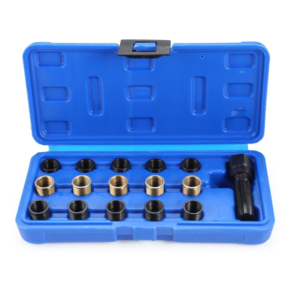 M14 x 1.25mm Spark Plug Re-thread Repair Tap Tool Reamer Inserts Kit
