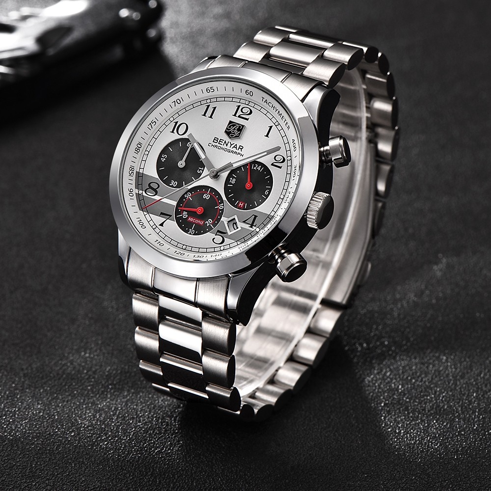 BENYAR Waterproof Chronograph Watches Quartz Military Men Watch