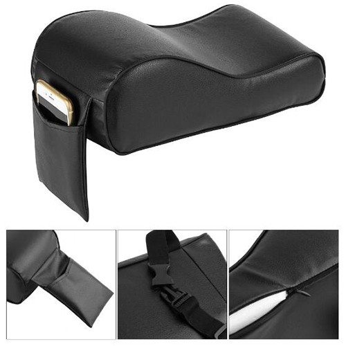 AutoYouth PU Leather Car Armrest Pad Memory Foam Universal Auto Armrests Covers with Phone Pocket