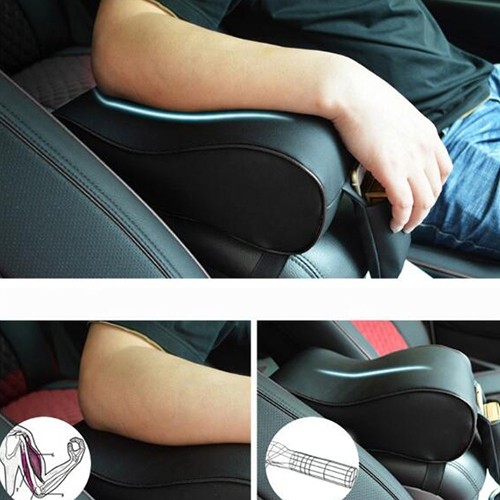 AutoYouth PU Leather Car Armrest Pad Memory Foam Universal Auto Armrests Covers with Phone Pocket