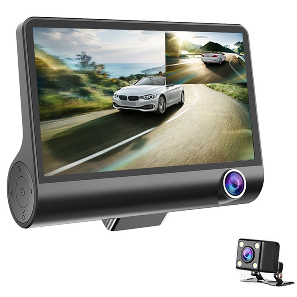 3 Lens WDR Dash Camera 4 inch Display HD 1080P Car DVR