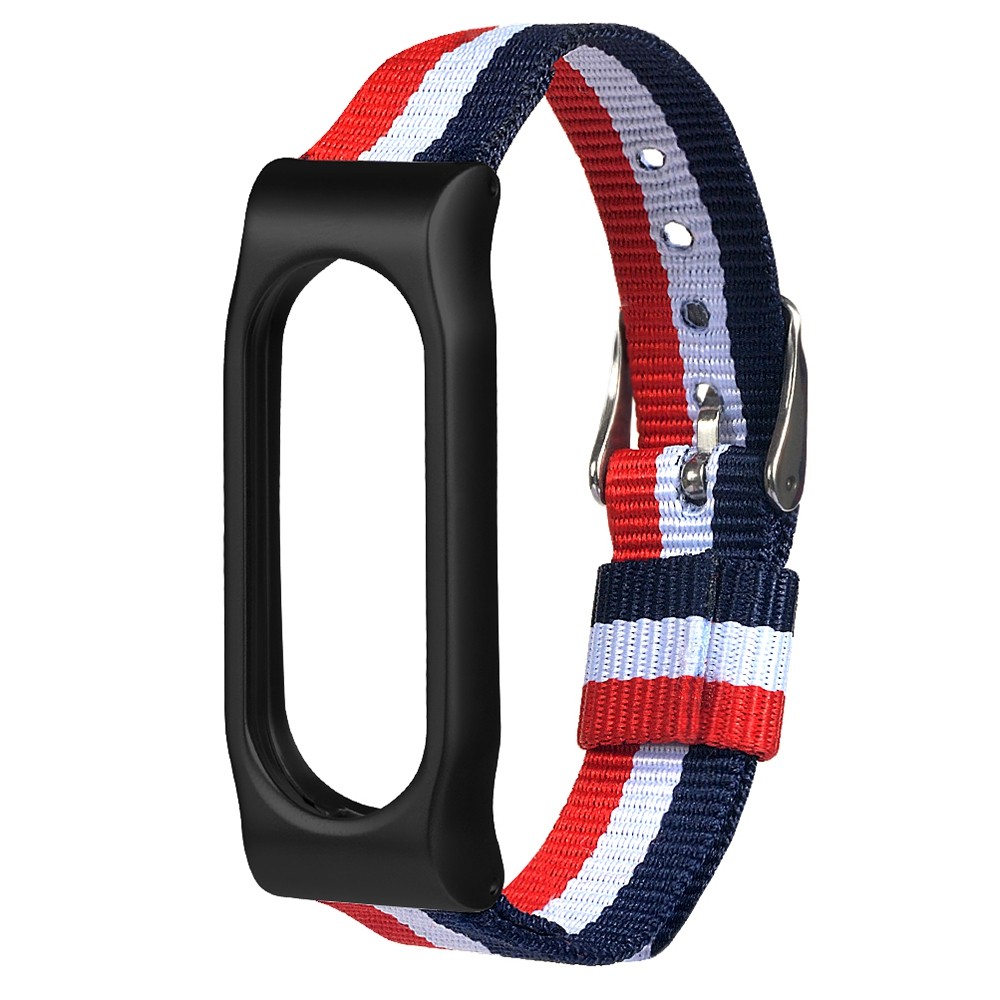 TAMISTER T3s Tri-color Stripe Canvas Magnetic Back Cover Replacement Wristband for Xiaomi Mi Band 2