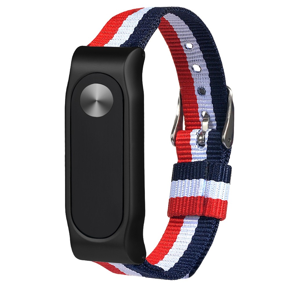 TAMISTER T3s Tri-color Stripe Canvas Magnetic Back Cover Replacement Wristband for Xiaomi Mi Band 2