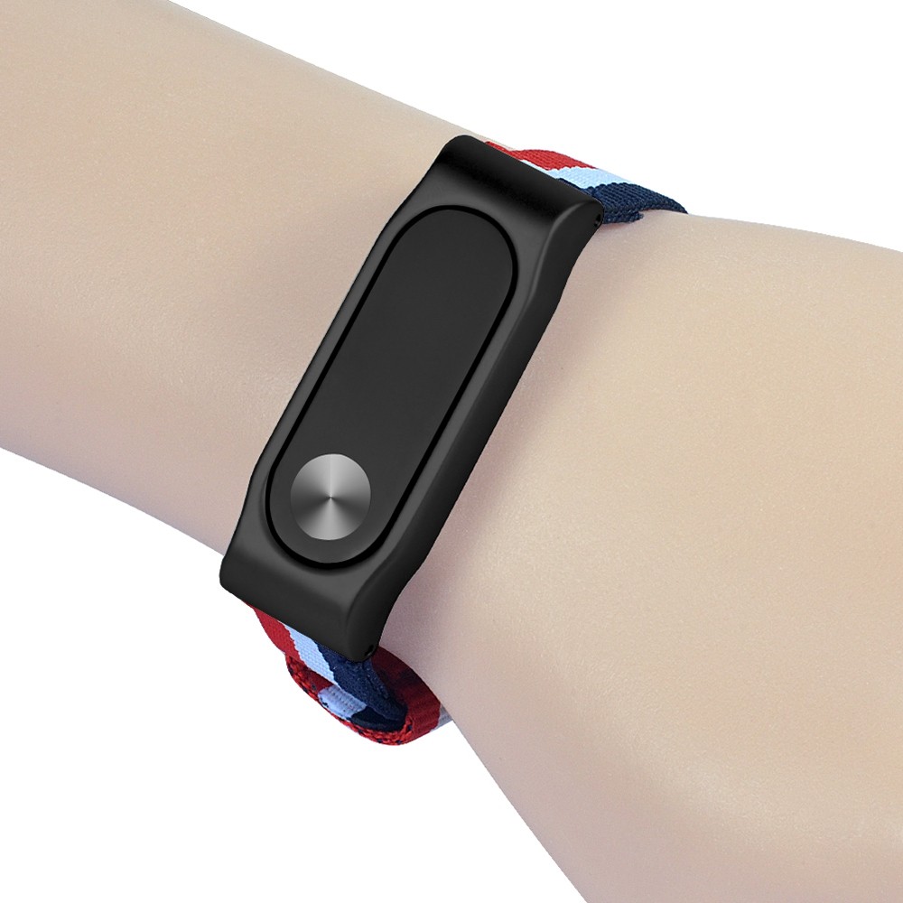 TAMISTER T3s Tri-color Stripe Canvas Magnetic Back Cover Replacement Wristband for Xiaomi Mi Band 2