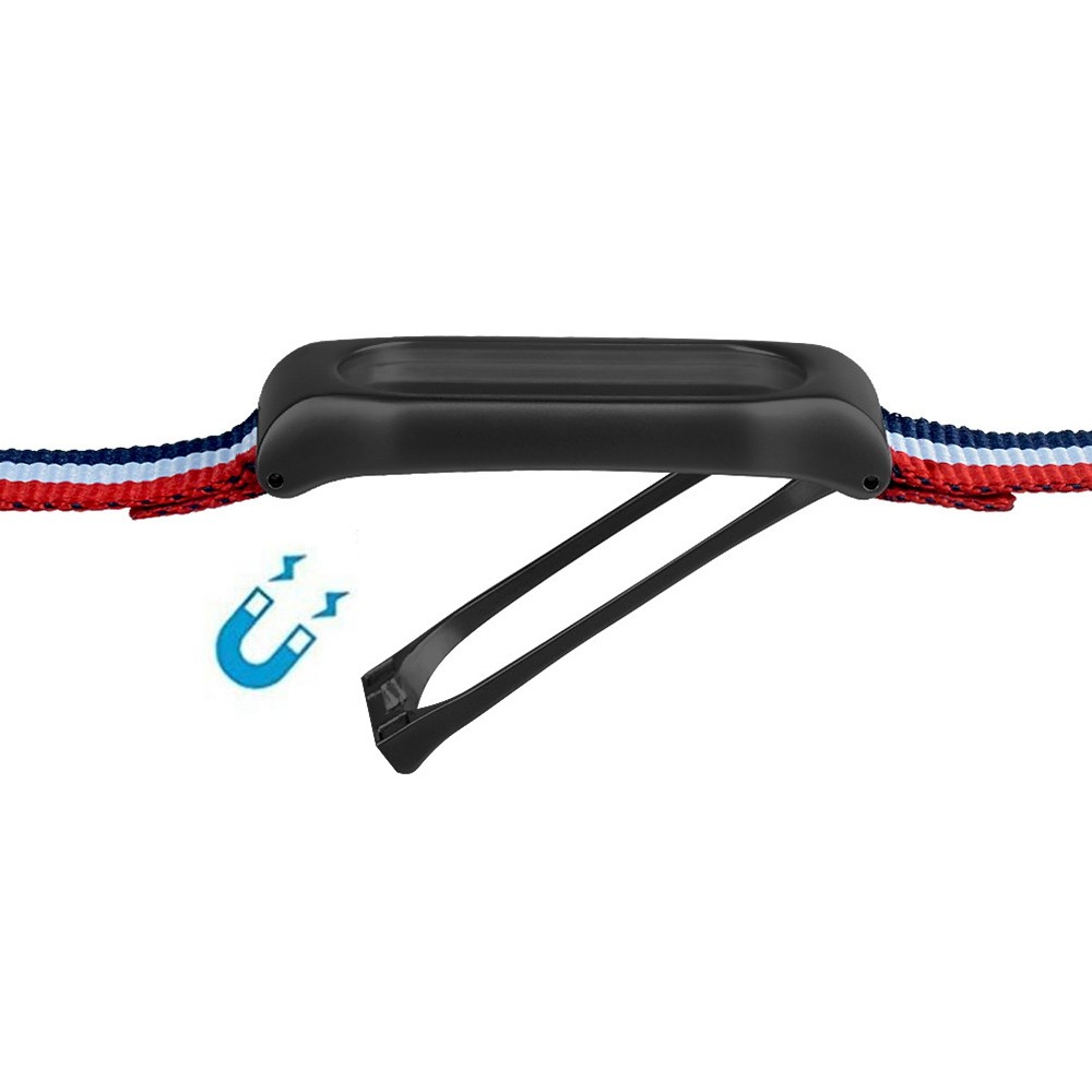 TAMISTER T3s Tri-color Stripe Canvas Magnetic Back Cover Replacement Wristband for Xiaomi Mi Band 2