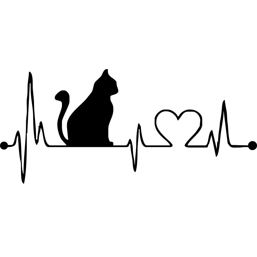 2pcs Creative Kitten ECG Car Sticker Removable