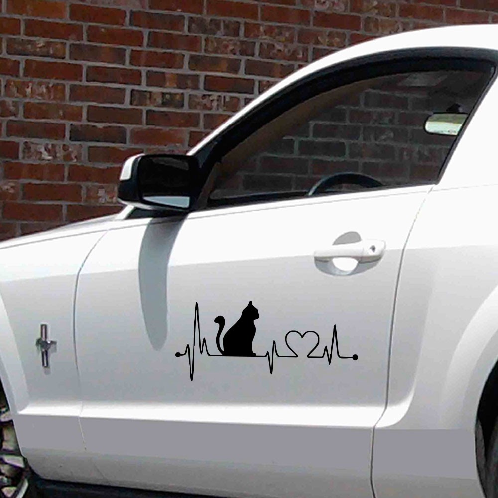 2pcs Creative Kitten ECG Car Sticker Removable