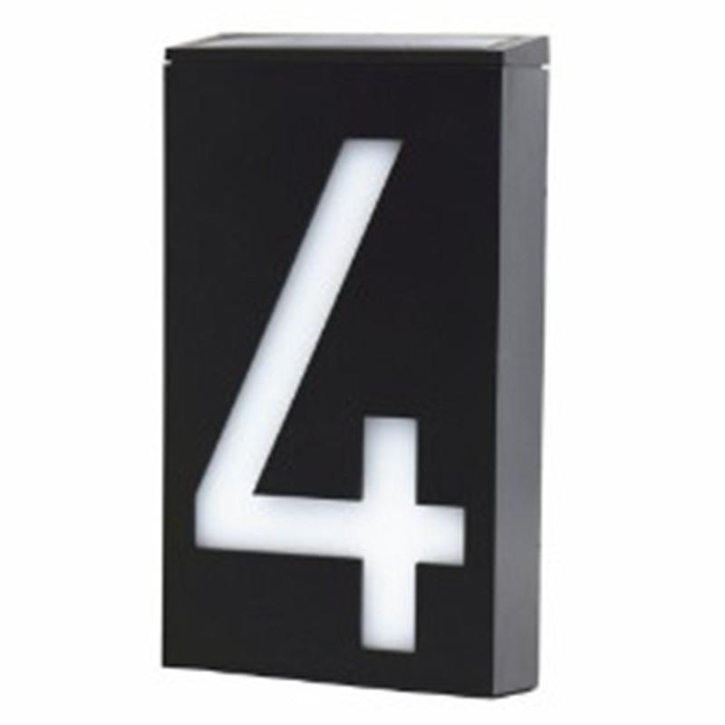 Waterproof Digital Door Light Solar House Number Sign 6 LED for Garden Wall