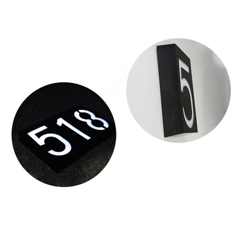 Waterproof Digital Door Light Solar House Number Sign 6 LED for Garden Wall