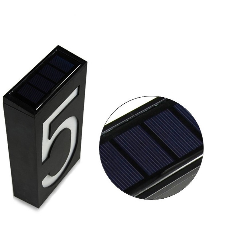 Waterproof Digital Door Light Solar House Number Sign 6 LED for Garden Wall
