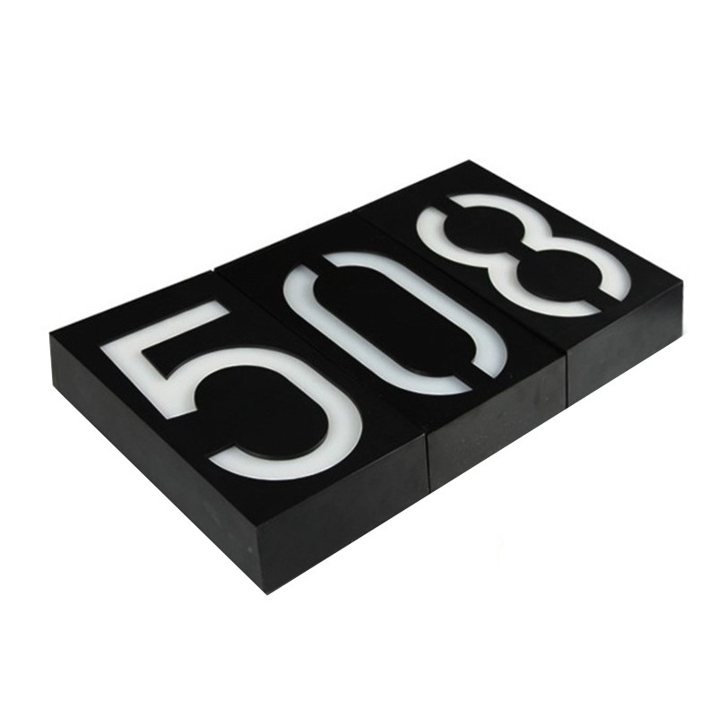 Waterproof Digital Door Light Solar House Number Sign 6 LED for Garden Wall