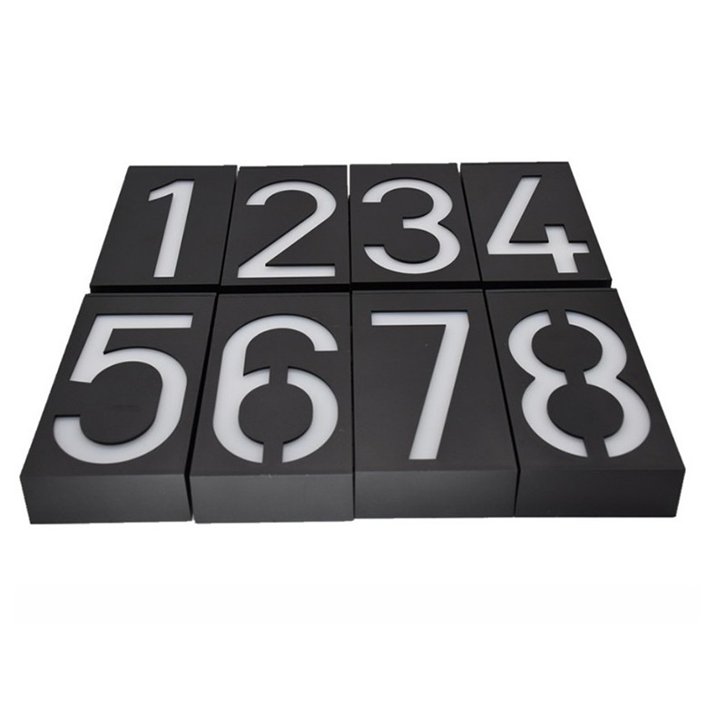 Waterproof Digital Door Light Solar House Number Sign 6 LED for Garden Wall