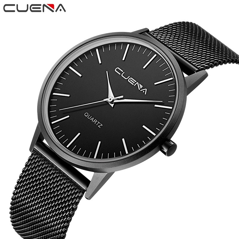CUENA 6633G Men Fashion Stainless Steel Watchband Waterproof Quartz Wristwatch