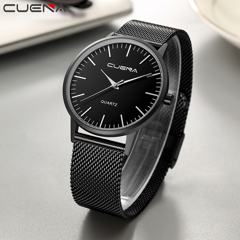 CUENA 6633G Men Fashion Stainless Steel Watchband Waterproof Quartz Wristwatch