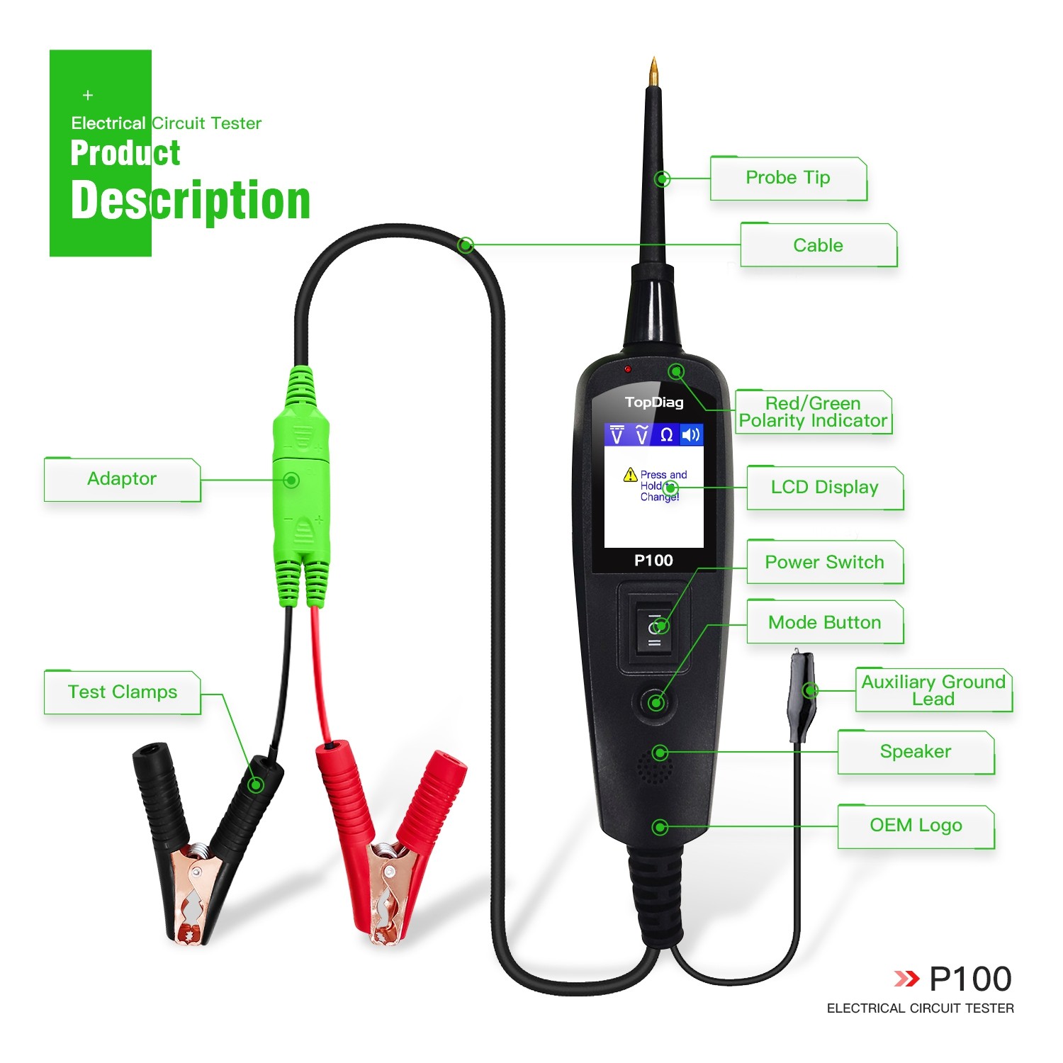 High-performance JDiag P-100 Code Reader Car Diagnostic Scanning Instrument Electrical Circuit Tester Professional Diagnosis