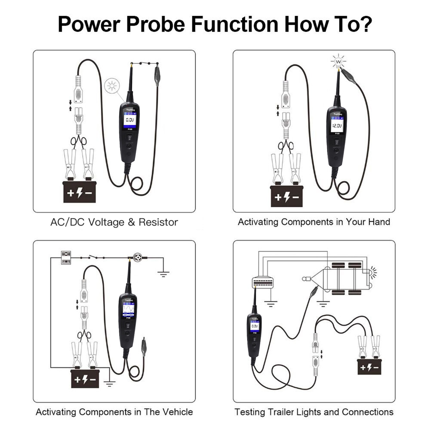 High-performance JDiag P-100 Code Reader Car Diagnostic Scanning Instrument Electrical Circuit Tester Professional Diagnosis