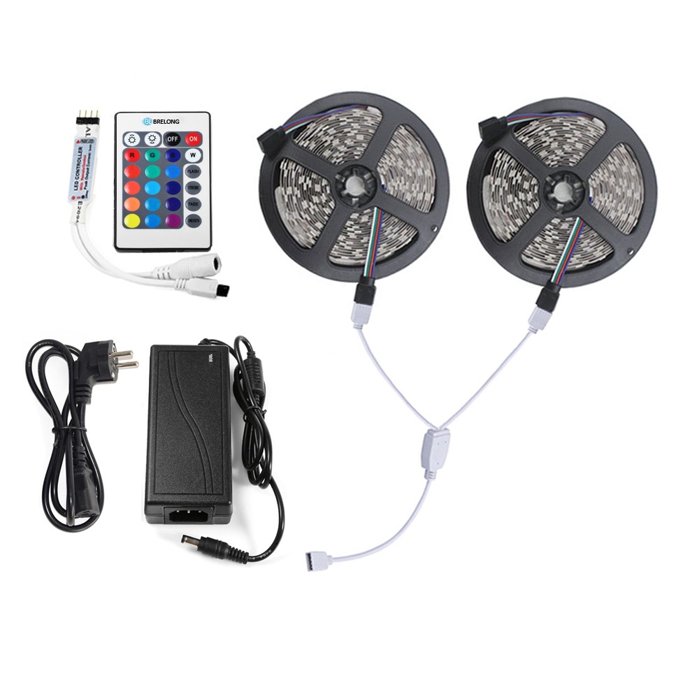 Brelong 10M Waterproof 2835SMD RGB 600 LED Strip Light + Controller + Cable Connector + 5A Adapter EU / US 100 - 240V