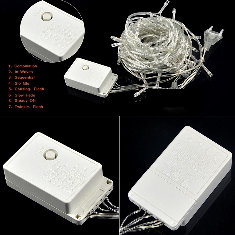DengZhan AC 220V 20M LED Waterproof String Light with 8 Flashing Modes for Christmas Holiday Wedding Party Indoor Outdoor Decoration Lighting EU Plug