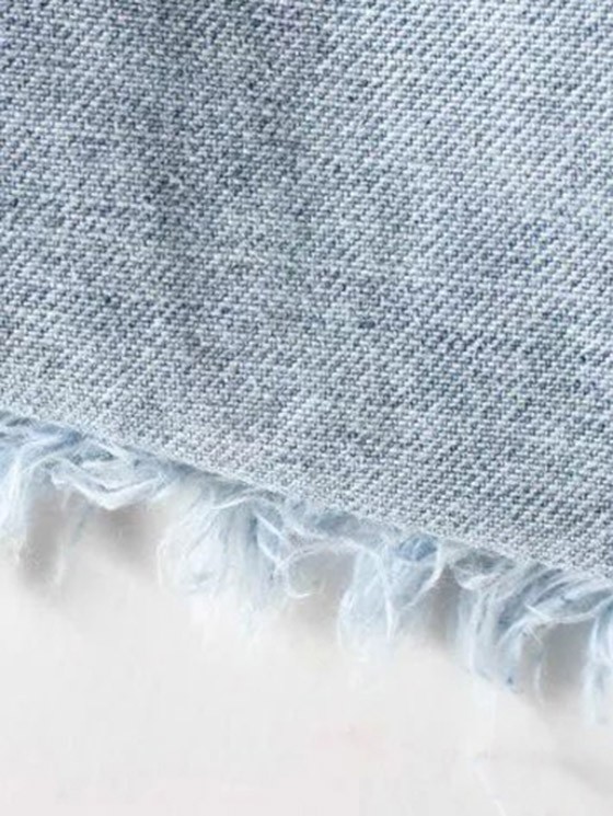 Button Up Frayed Hem Denim Skirt