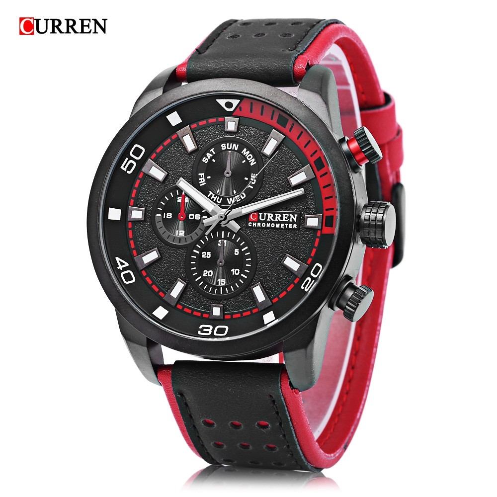 Curren 8250 Male Quartz Watch Decorative Sub-dial Luminous Men Wristwatch