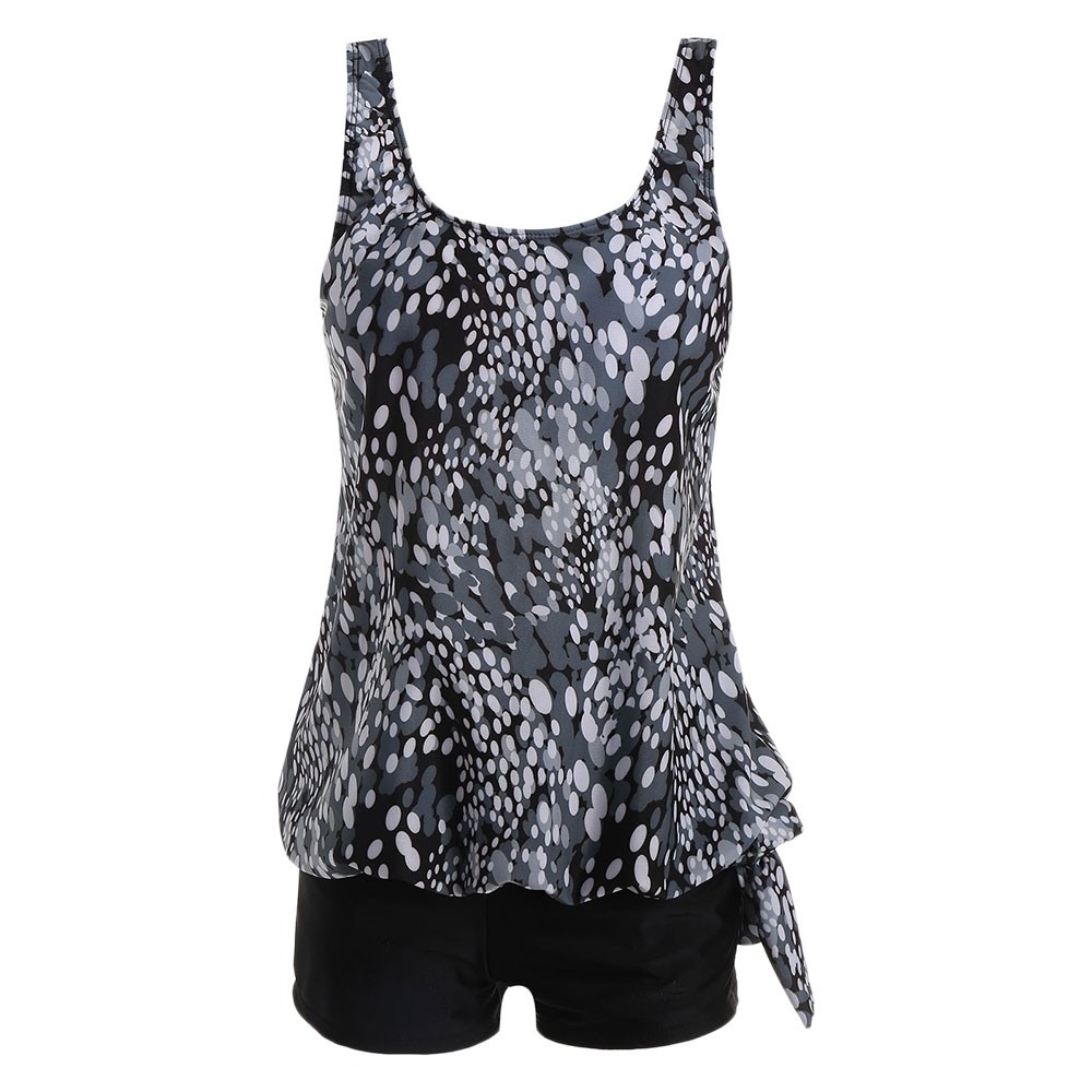 Plus Size Blouson Print Tankini