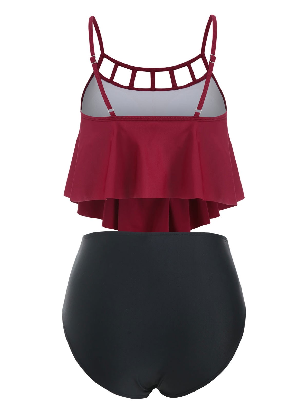 Floral Applique Flounce Tummy Control Tankini Swimwear