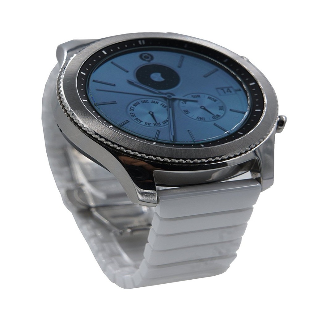 22MM Ceramic Stainless Steel Integrate Watch Strap Band Bracelet Deluxe Smooth Wristband+ Butterfly Closure for Samsung Gear S3 Classic and Frontier