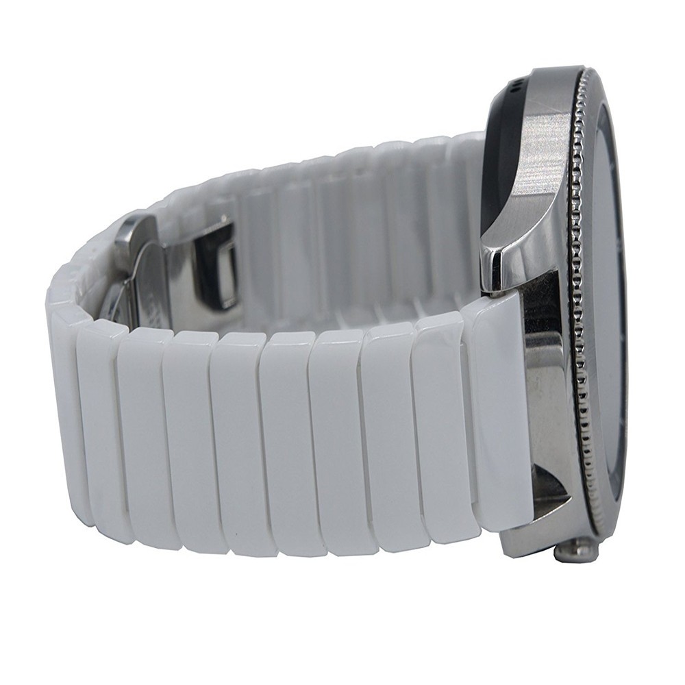 22MM Ceramic Stainless Steel Integrate Watch Strap Band Bracelet Deluxe Smooth Wristband+ Butterfly Closure for Samsung Gear S3 Classic and Frontier