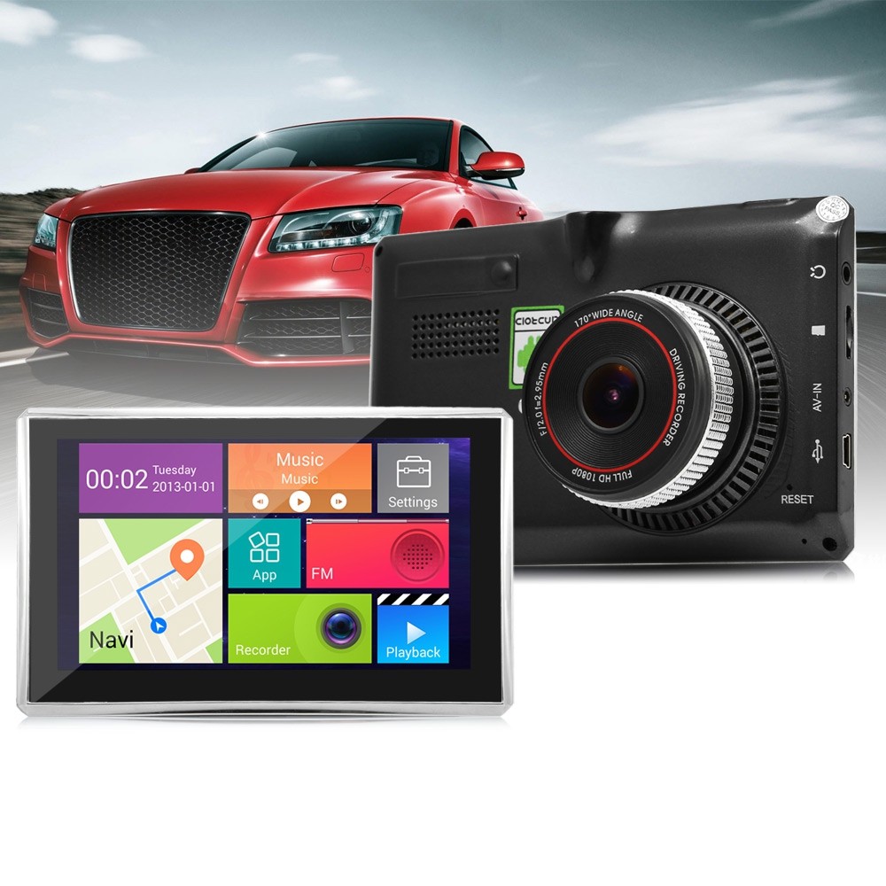 5 inch Android 4.4 Car Tablet GPS 170 Degree Wide Angle 1080P DVR Recorder WiFi / FM Transmitter Multi-media Player Support Google Maps Software