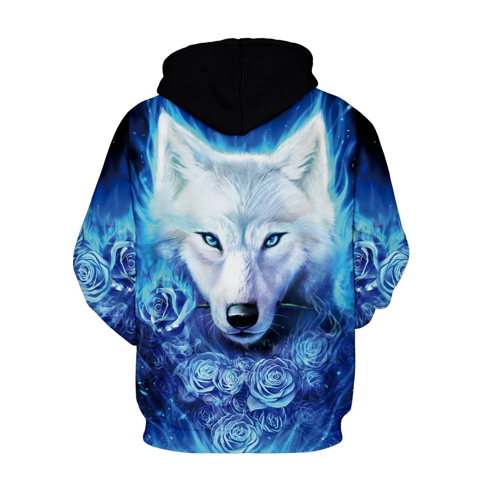 3D Wolf Print Long Sleeve Loose Hoodie Hip Hop Clothes