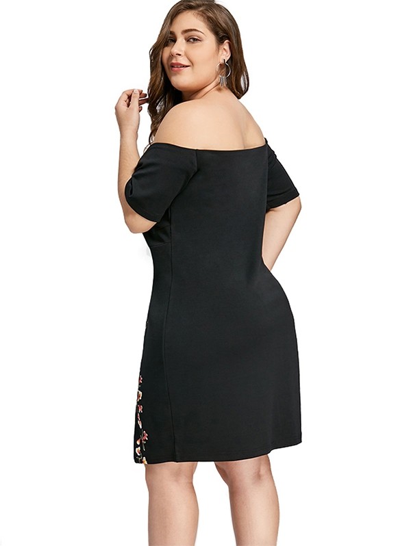 Off Shoulder Sexy Slit Package Hip Printing Dress