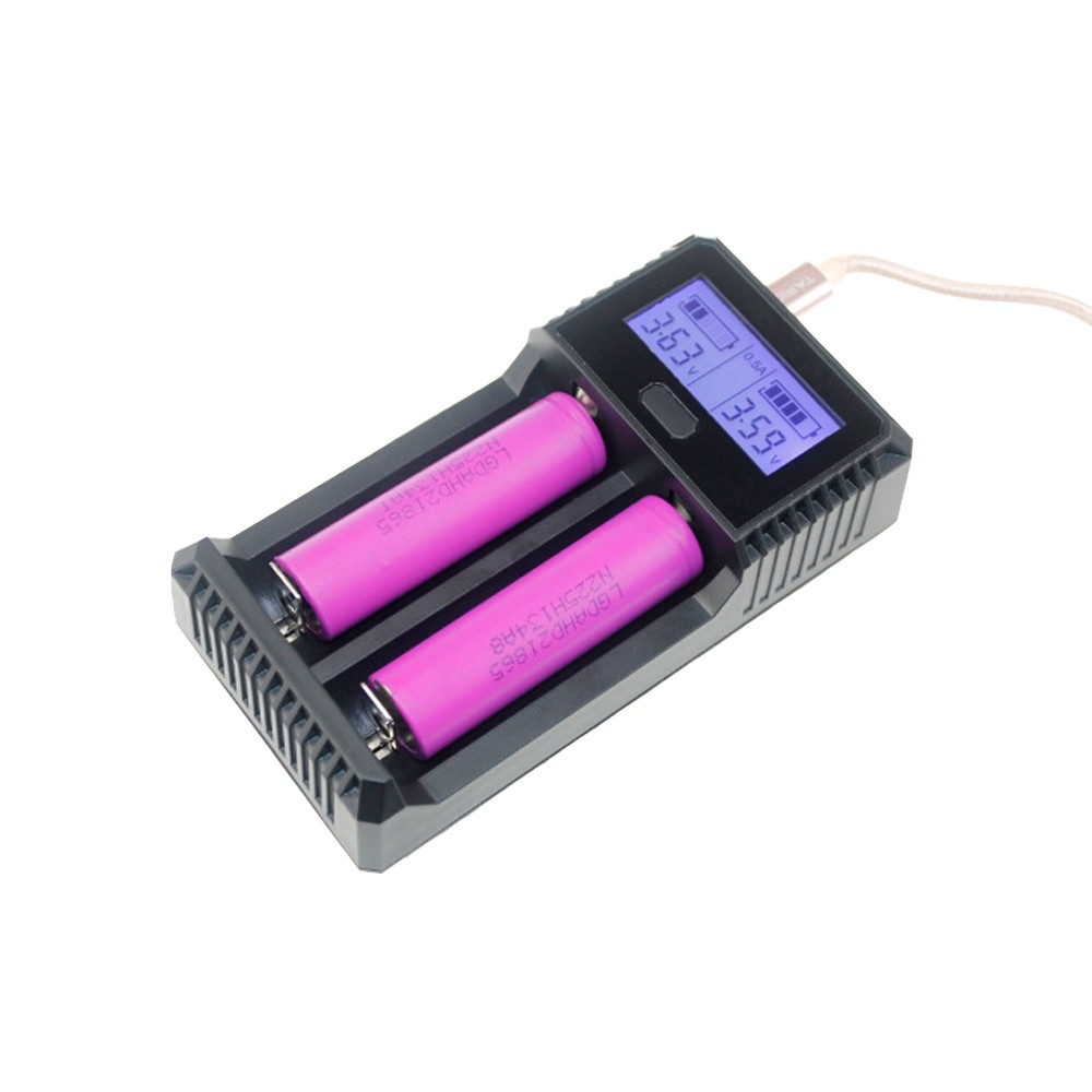 ZH-221C 2 Slot Smart LCD Battery Charger with PowerBank Function for Li-Ion Or Ni-MH 10340 To 26650 Rechargeable Battery