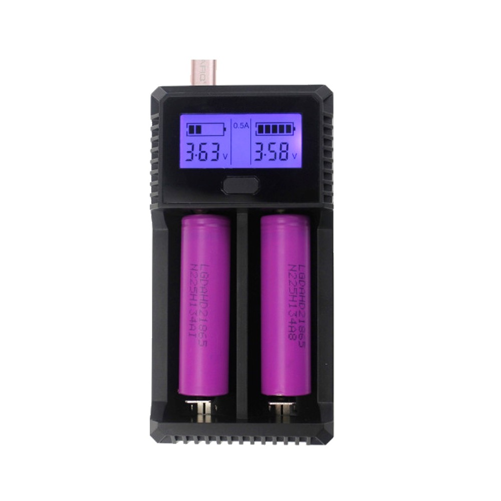 ZH-221C 2 Slot Smart LCD Battery Charger with PowerBank Function for Li-Ion Or Ni-MH 10340 To 26650 Rechargeable Battery