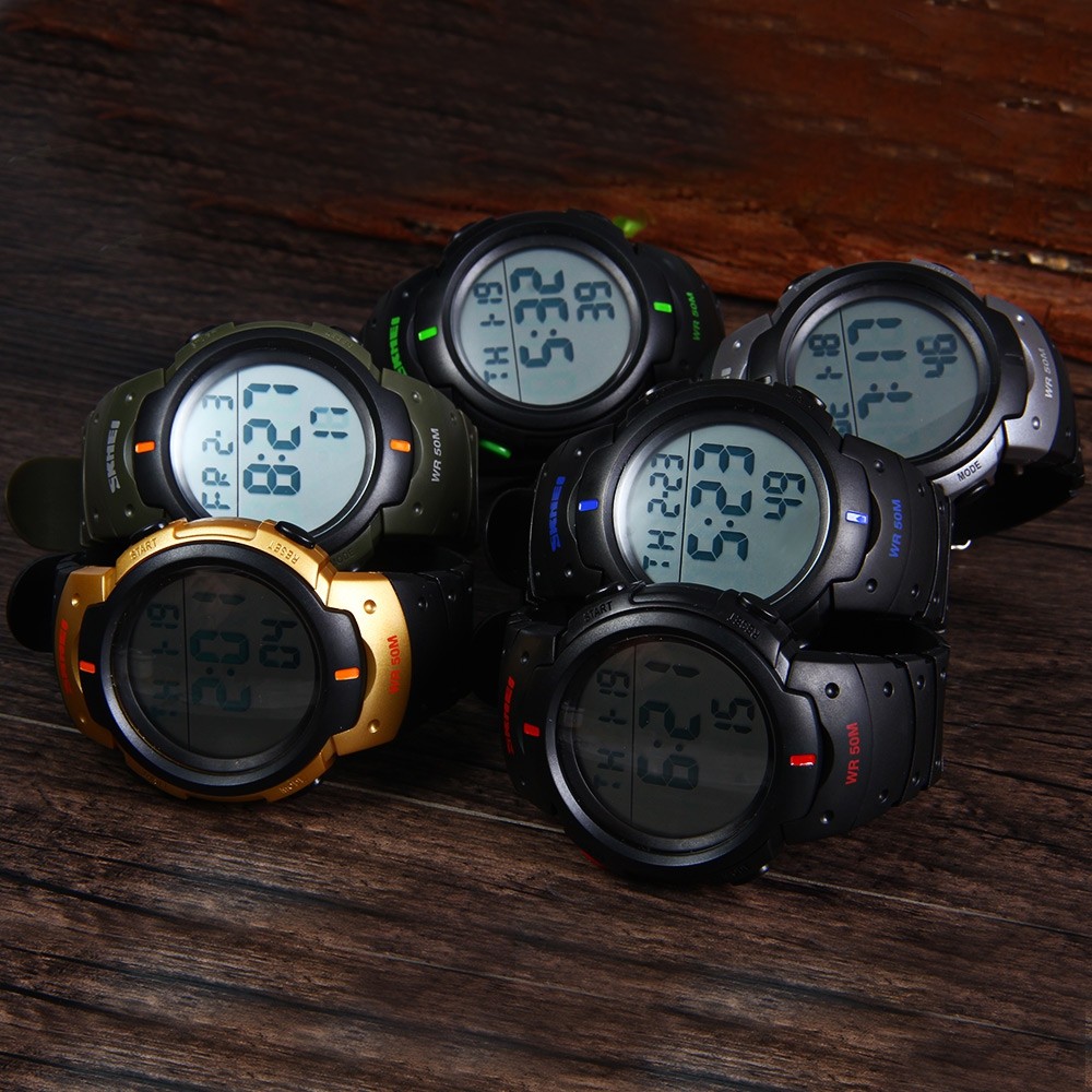 Skmei 1068 Military Army LED Watch Water Resistant Stopwatch Alarm Day Date Function