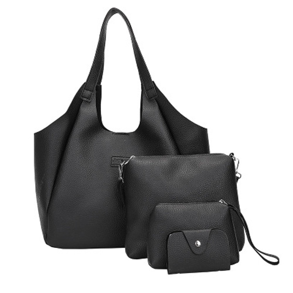 4Pcs Women's Handbag Set Solid Color Large Capacity Simple All Match Bags Set