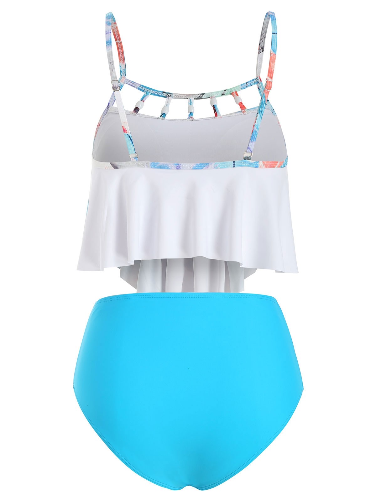 Feather Flounce Beading Embellished Tummy Control Tankini Swimwear