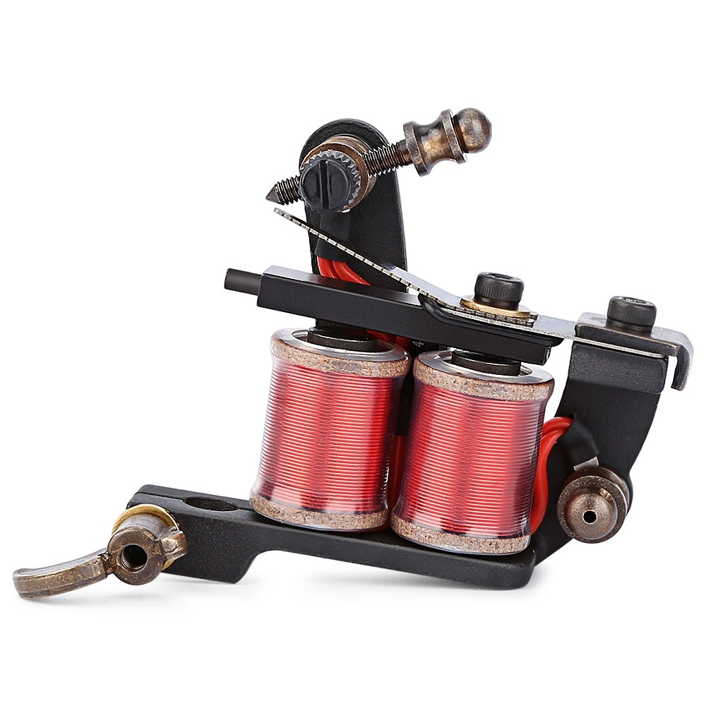 Professional Tattoo Machine 10 Wrap Coils Iron Black Shader Gun Machine