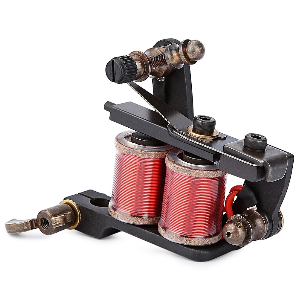 Professional Tattoo Machine 10 Wrap Coils Iron Black Shader Gun Machine